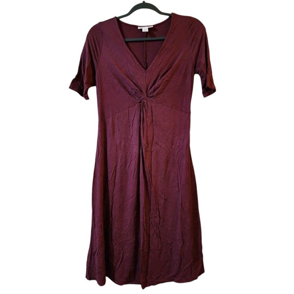 Motherhood Maternity Womens Dress Size S Burgundy Ruched Stretch Lightweight